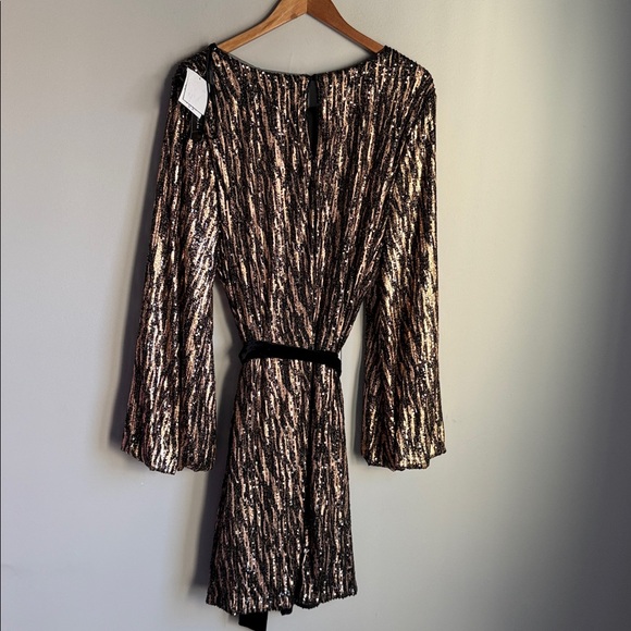 NEW Betsy & Adam Plus Size Sequined Belted A-Line Dress 18W - Picture 3 of 12